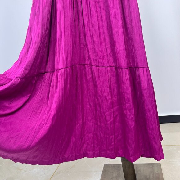 NWT ANTHROPOLOGIE Ruffled Tiered Midi Dress In Berry Size XLP - Picture 8 of 16